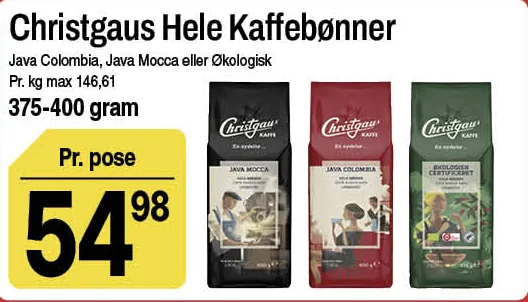 Christgaus Hele Kaffebønner – produktbillede
