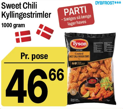 Sweet Chili Kyllingestrimler – produktbillede