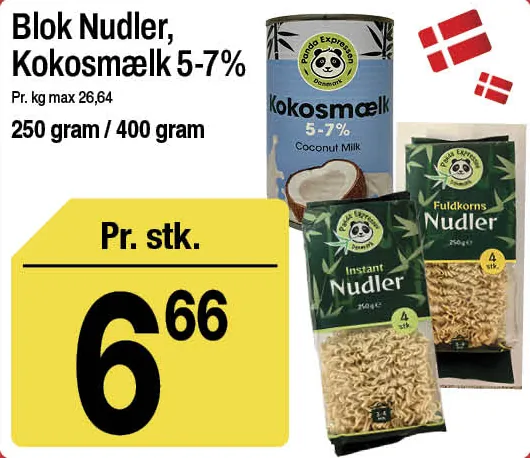 Blok Nudler, Kokosmælk 5-7%
