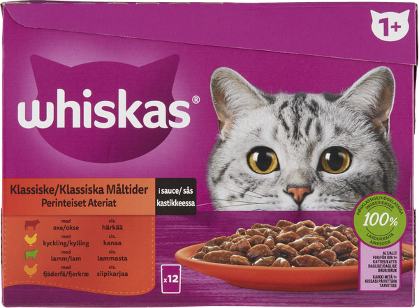 WHISKAS CORE 1+ KLASSISK MENU I SOVS – produktbillede