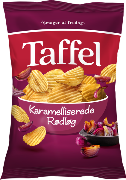 TAFFEL CHIPS KARAMELLISERET RØDLØG 165 G