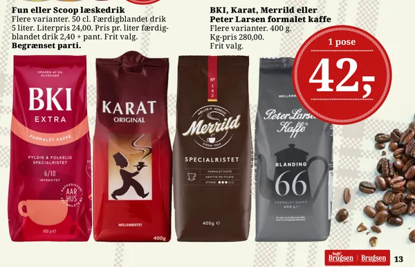BKI, Karat, Merrild eller Peter Larsen formalet kaffe