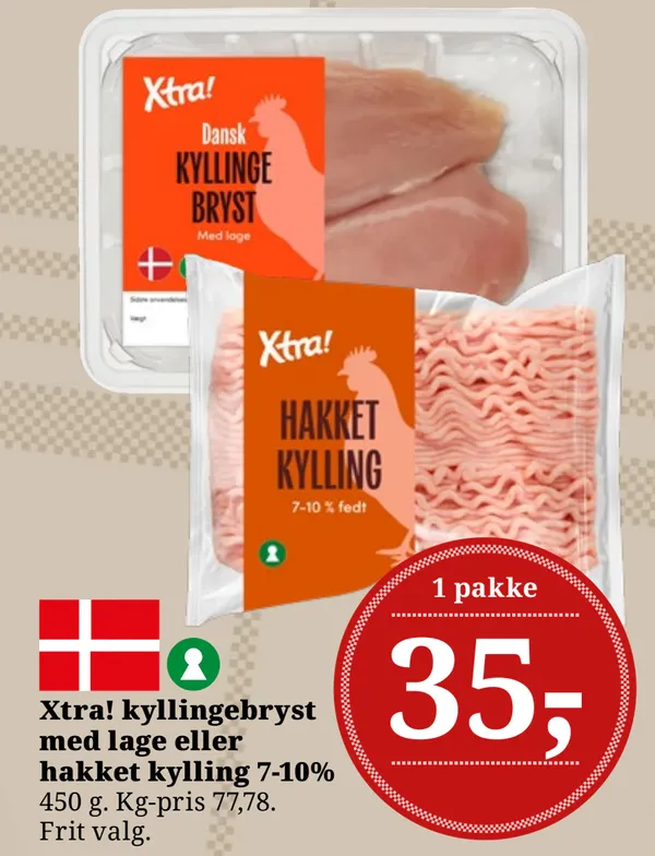 Xtra! kyllingebryst med lage eller hakket kylling 7-10%