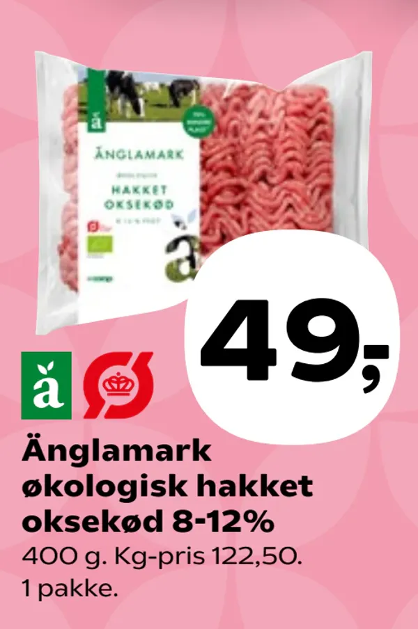 Änglamark økologisk hakket oksekød 8-12%