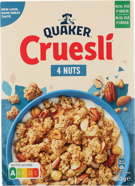 Crueslí 4 Nuts m. mandler, hassel-, pekan- og paranødder