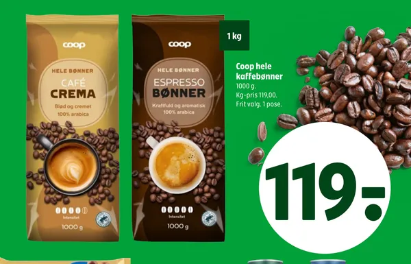 Coop hele kaffebønner
