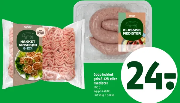 Coop hakket gris 8-12% eller medister