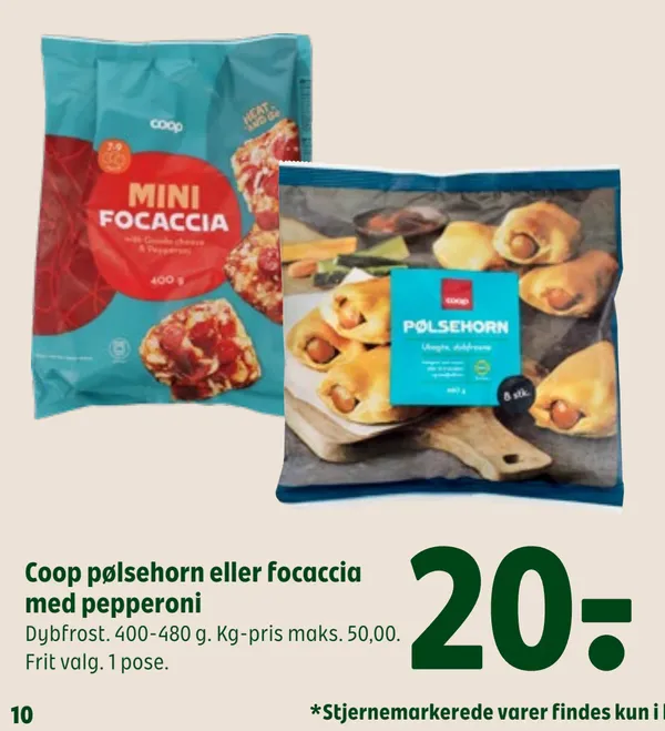 COOP MINI FOCACCIA MED PEPPERONI OG OST