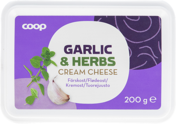 COOP FLØDEOST HVIDLØG OG URTER LET 200 G