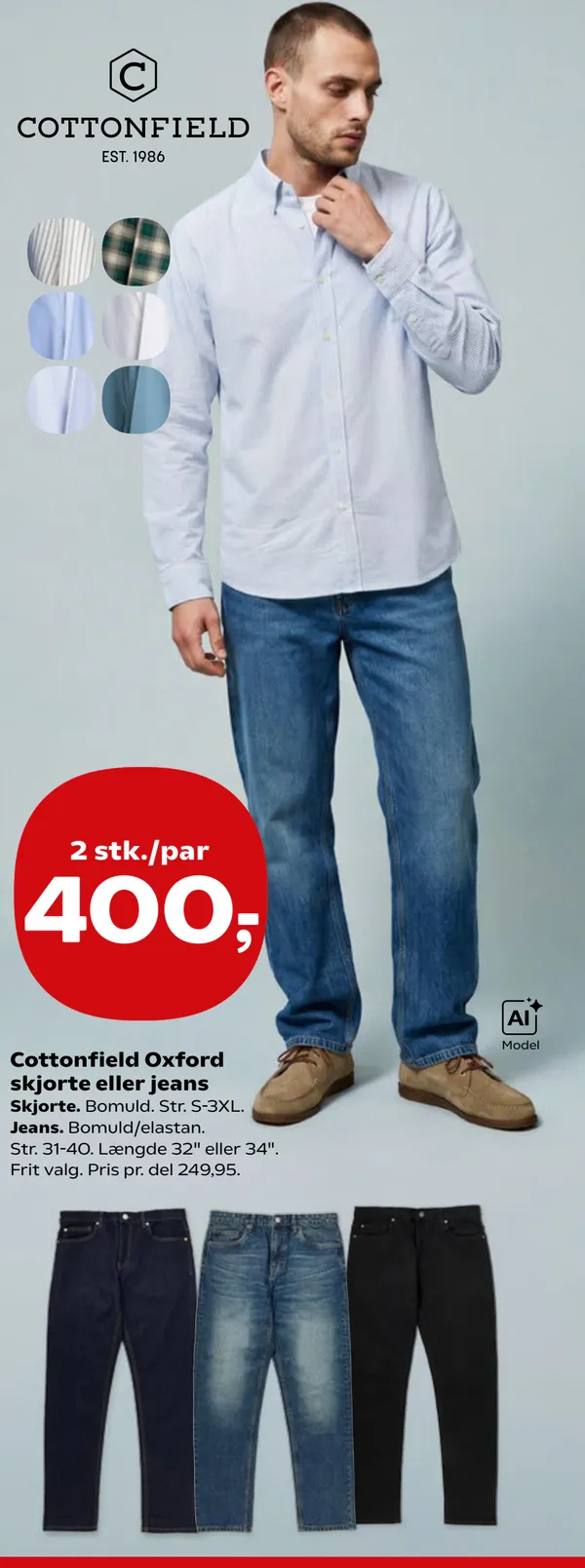 CF OXFORD SKJORTE STRIBET STR M