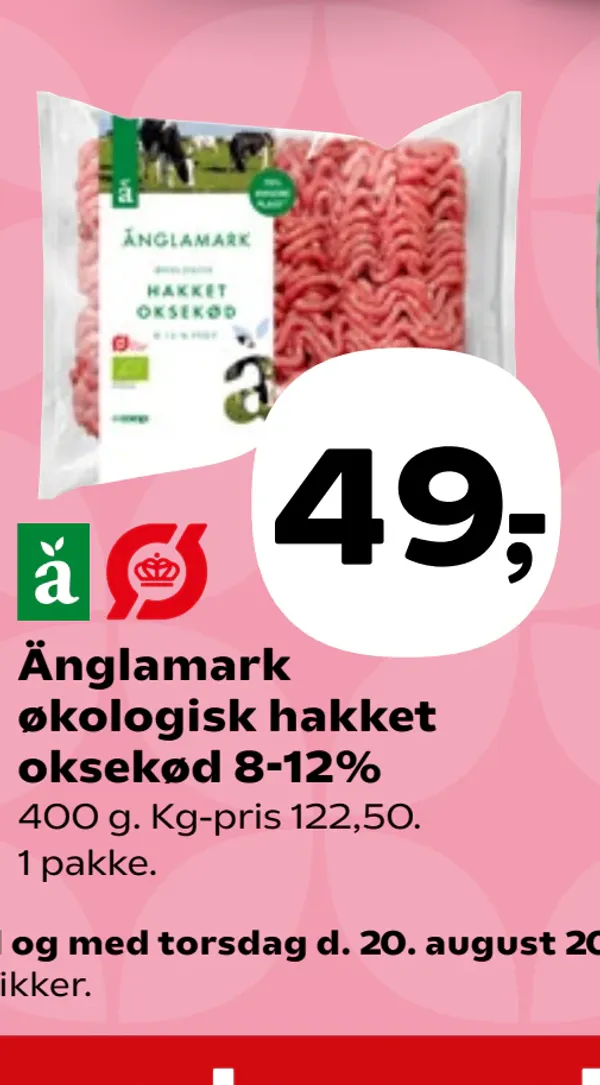 Änglamark økologisk hakket oksekød 8-12%