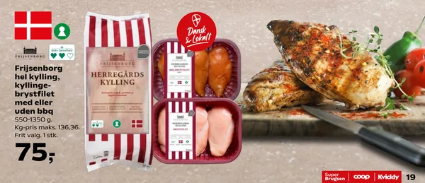 Frijsenborg hel kylling, kyllinge- brystfilet med eller uden bbq